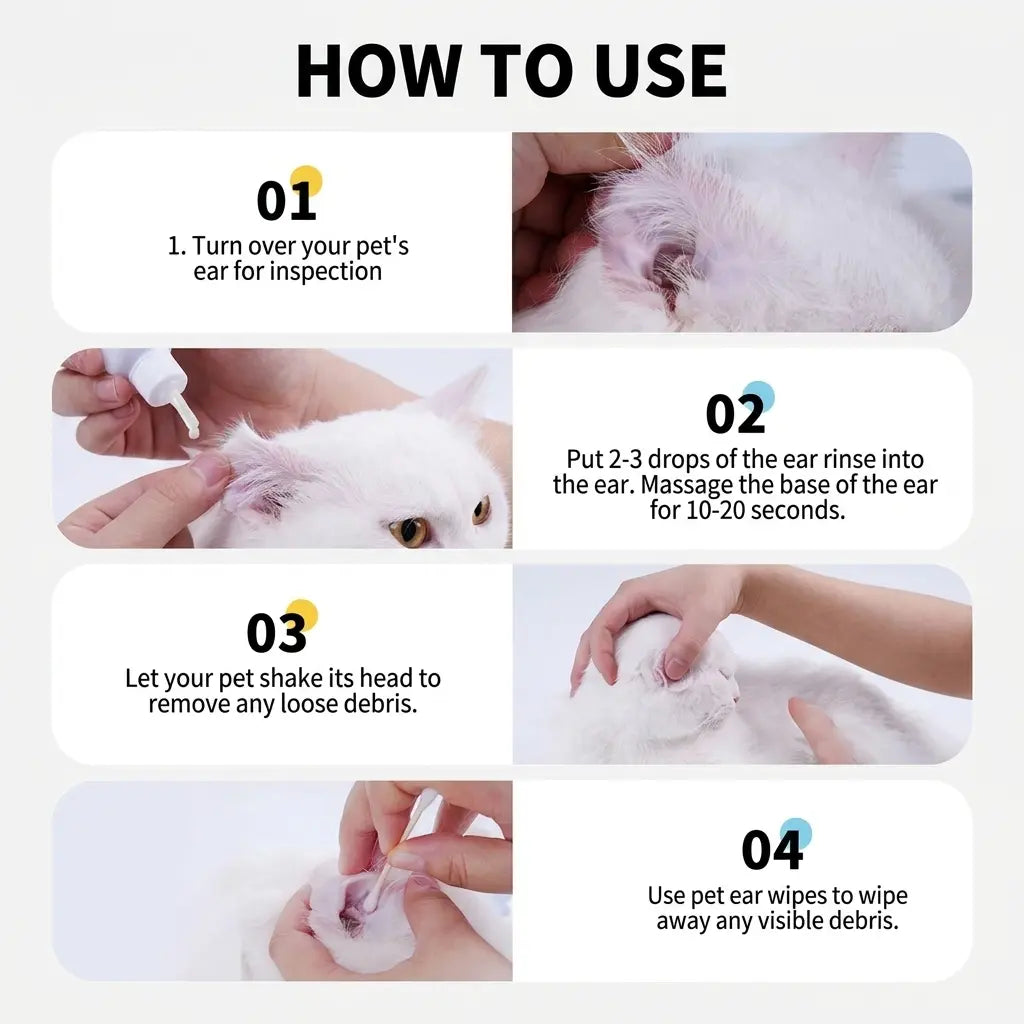 Pet Ear Wash Solution for Cats & Dogs — Ear Cleaning Liquid, Ear Drops, Ear Care