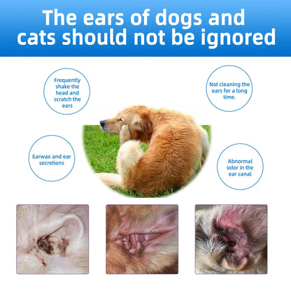 Gentle Pet Ear Cleanser | Odorless Hygiene Solution for Dogs and Cats
