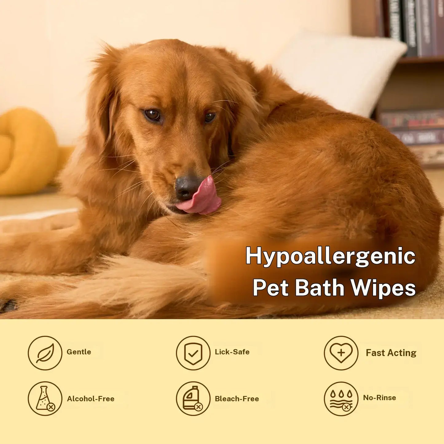 HICC PET 20Pcs Dog Grooming Wipes - No-Rinse Hypoallergenic Glove Wipes with Fermented Oils, Coconut, Lanolin, Potassium Sorbate, Lemon Verbena Extract for Hair Removal, Deodorizing, Skin Hydration (Mild Lemon Verbena Fragrance)