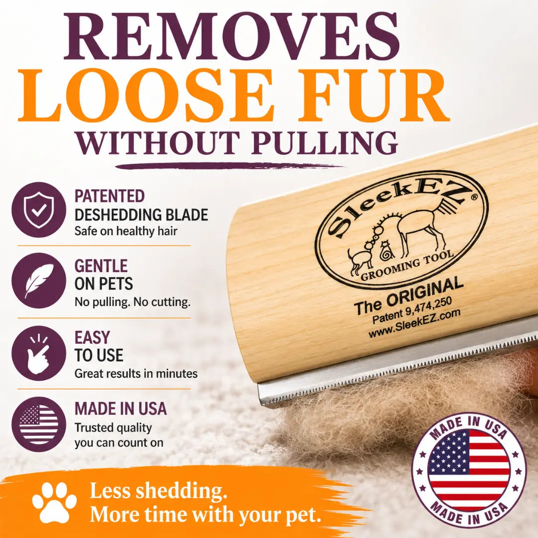 Sleekez Dog Brush for Shedding & Grooming, Deshedding Tool for Short & Long Haired Dogs, Dog Comb, 5 Inches Long, 4Oz Weight