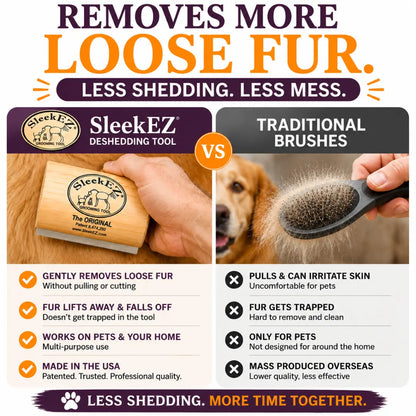 Sleekez Dog Brush for Shedding & Grooming, Deshedding Tool for Short & Long Haired Dogs, Dog Comb, 5 Inches Long, 4Oz Weight