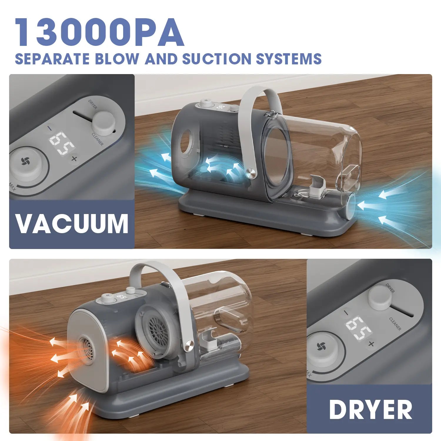 【Geoorood】 Geoorood Dog Grooming All-In-One Kit with Vacuum Brush 2.5L Large Pog, Stainless Steel Blades Lightweight Design 13Kpa Suction Force Portable Cleaning Set#Backtoschool