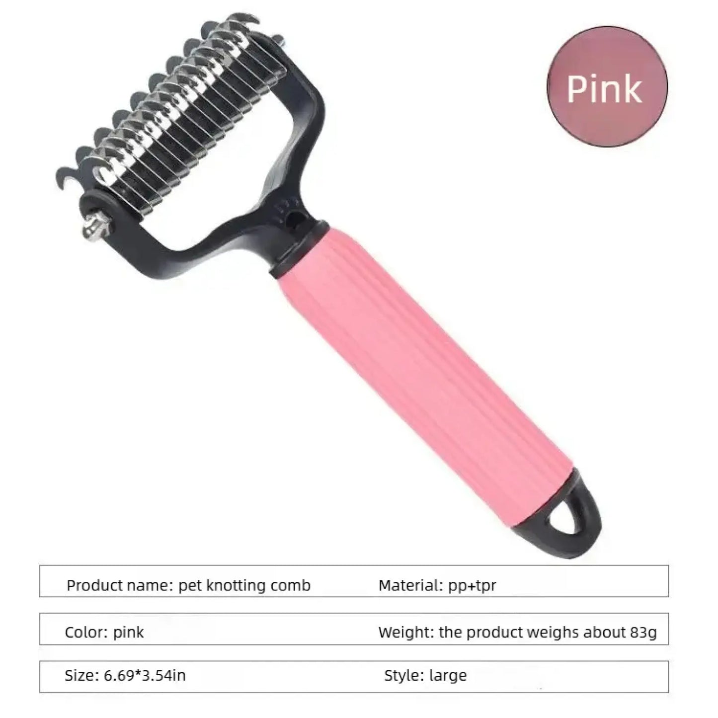 Professional Stainless Steel Double-Sided Dog Grooming Comb with Mat-Tamer Teeth for Effective Detangling and Coat Maintenance