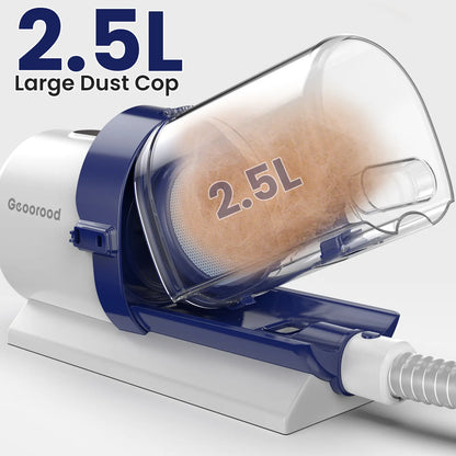 【Geoorood】 Geoorood Dog Grooming All-In-One Kit with Vacuum Brush 2.5L Large Pog, Stainless Steel Blades Lightweight Design 13Kpa Suction Force Portable Cleaning Set#Backtoschool