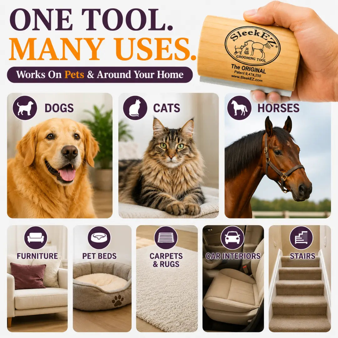Sleekez Dog Brush for Shedding & Grooming, Deshedding Tool for Short & Long Haired Dogs, Dog Comb, 5 Inches Long, 4Oz Weight