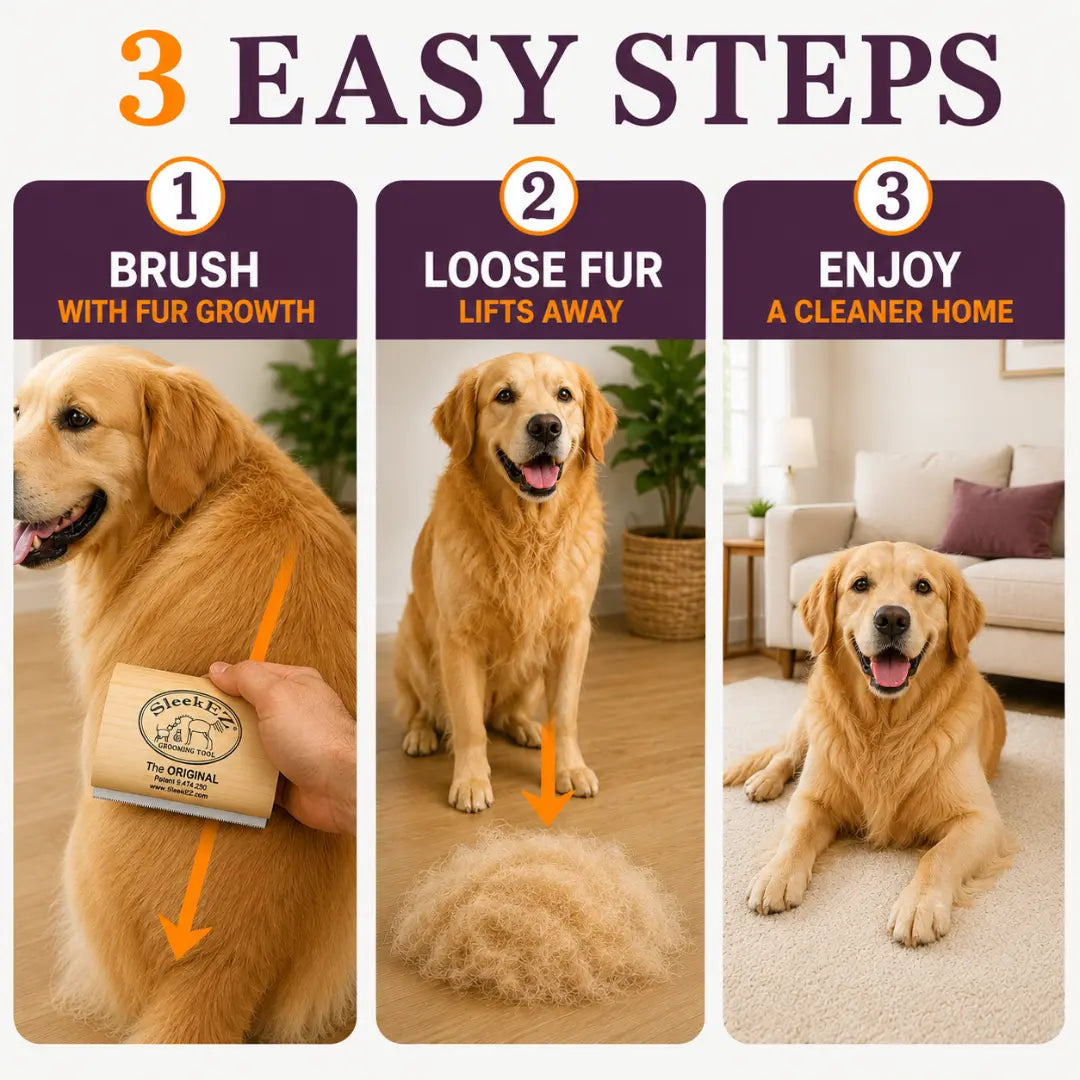 Sleekez Dog Brush for Shedding & Grooming, Deshedding Tool for Short & Long Haired Dogs, Dog Comb, 5 Inches Long, 4Oz Weight