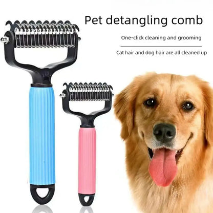 Professional Stainless Steel Double-Sided Dog Grooming Comb with Mat-Tamer Teeth for Effective Detangling and Coat Maintenance