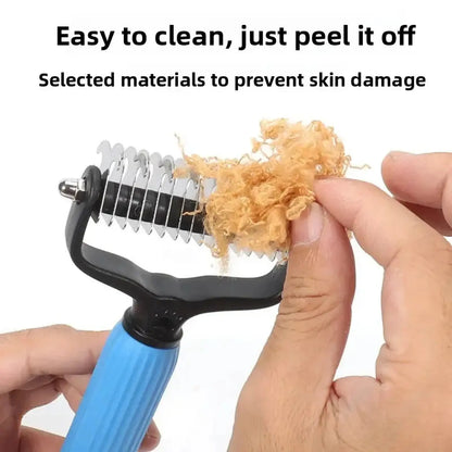 Professional Stainless Steel Double-Sided Dog Grooming Comb with Mat-Tamer Teeth for Effective Detangling and Coat Maintenance