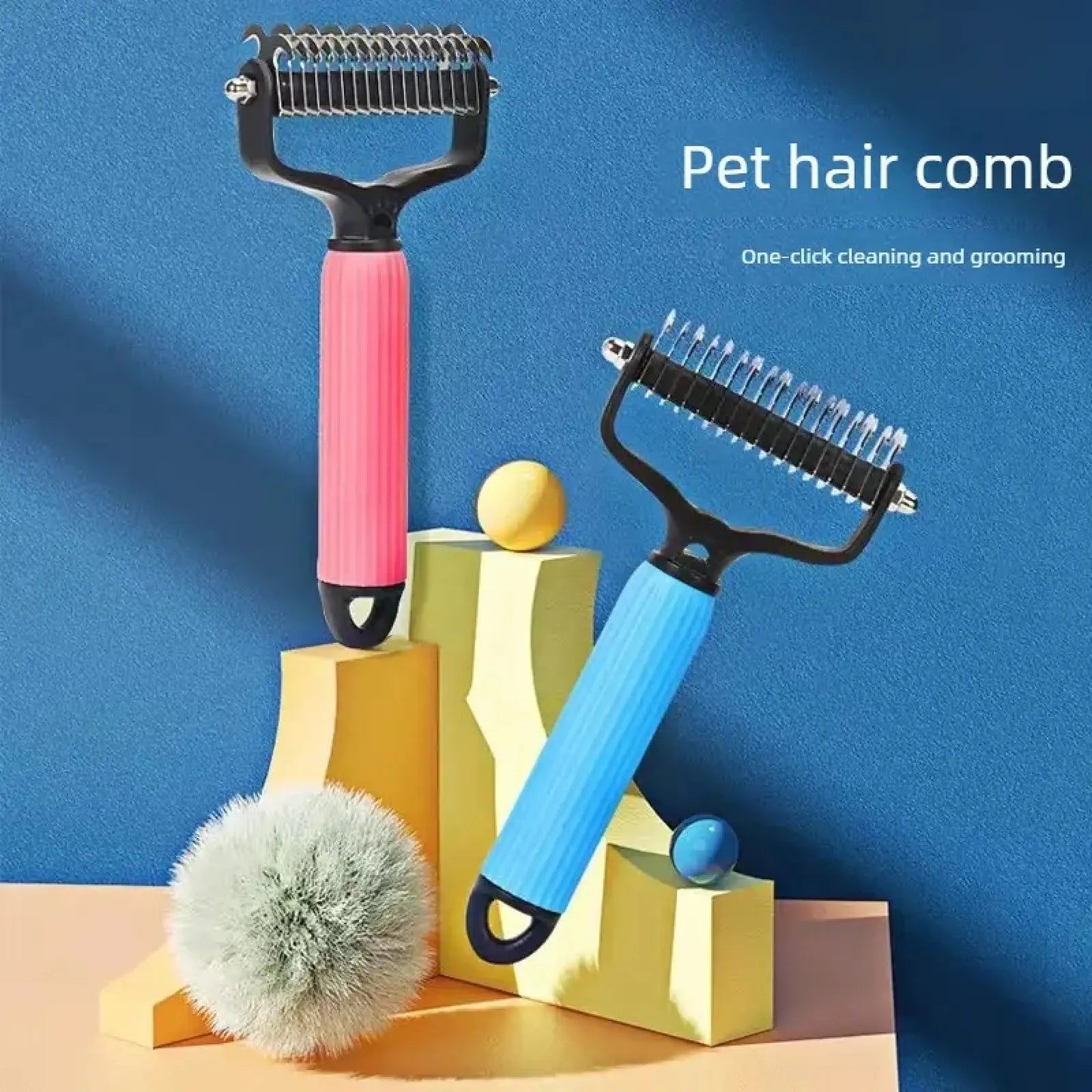 Professional Stainless Steel Double-Sided Dog Grooming Comb with Mat-Tamer Teeth for Effective Detangling and Coat Maintenance