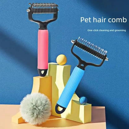 Professional Stainless Steel Double-Sided Dog Grooming Comb with Mat-Tamer Teeth for Effective Detangling and Coat Maintenance